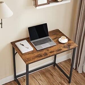 Vasagle Writing Desk, Computer Desk, Small Office Table, 80 x 50 x 75 cm, Study, Home Office, Simple Assembly, Steel, Industrial Design, Rustic Brown og Black LWD038B01 - Image 2