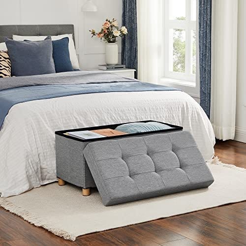 Songmics foldningsbænk afføring med opbevaringsplads og låg, base lavet af massivt træ, rumbesparende 65 l kapacitet, op til 300 kg, 76 x 38 x 40 cm 3 Songmics foldningsbænk afføring med opbevaringsplads og låg, base lavet af massivt træ, rumbesparende 65 l kapacitet, op til 300 kg, 76 x 38 x 40 cm - Billede 3