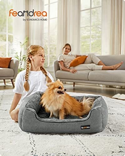 Hundeseng, Kæledyrsseng i Linned Look, Hundesofa med Hævede Kanter, Skridsikker Bund, Aftageligt Vaskbart Betræk, M, til Små Hunde, 70 X 55 X 21 Cm, Lysegrå 2 Hundeseng, Kæledyrsseng i Linned Look, Hundesofa med Hævede Kanter, Skridsikker Bund, Aftageligt Vaskbart Betræk, M, til Små Hunde, 70 X 55 X 21 Cm, Lysegrå - Billede 2