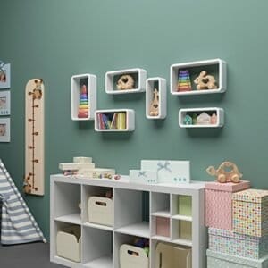 Vægsæt med 3 Svævende Hylder, Terningopbevaring, Hver Kan Rumme Op til 15 Kg, 44, 39, 34 Cm, Hvid , 34 X 10 X 14,5 Cm - Image 2