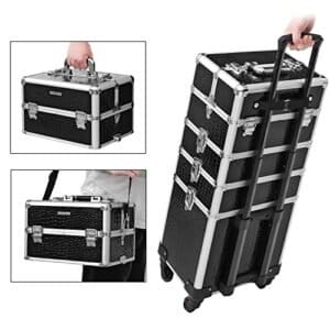 Songmics 4-i-1 Professional Makeup Case, Låsbar makeup-opbevaring med koder, sort - Image 5