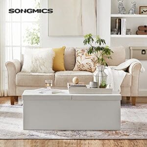 Songmics 120L Ottoman Bench Opbevaringsboks Opbevaring Cube, hvid - Image 2