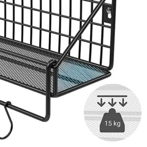 Songmics Industrial Metal Wall hylder, hver belastes op til 15 kg, pakke med 2 køkkenhylder med 10 kroge til soveværelse, 30 x 12 x 13 cm, 40 x 12 x 13 cm, sort LFS02BK - Image 4