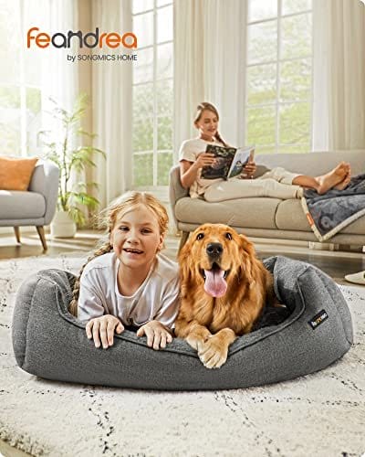 Hundeseng, hundesofa, skridsikker bund, aftageligt vaskbart betræk, XL, lysegrå 2 Hundeseng, hundesofa, skridsikker bund, aftageligt vaskbart betræk, XL, lysegrå - Billede 2
