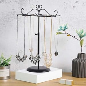 Songmics Jewellery Display Stand Holder, Metal Jewellery Rack Tree, til halskæder, chokere, armbånd, øreringe, god gaveide, sort JJS04BK - Image 2