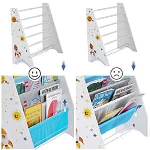 Songmics Kids 'Bogreol, Book Storage Shelf Organizer, med Anti-Tip Kit, til børneværelse, legerum, dagpleje, skole, 62,5 x 28 x 60 cm, rumbesparende design, White GKR72WT - Image 3