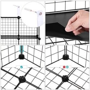 Songmics 16 Cube Metal Wire Storage Organizer, DIY Closet Cabinet and Modular Shelving Grids, Wire Mesh -hylder og rack, Black LPI44H - Image 6