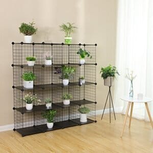Songmics 16 Cube Metal Wire Storage Organizer, DIY Closet Cabinet and Modular Shelving Grids, Wire Mesh -hylder og rack, Black LPI44H - Image 5