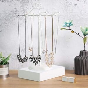 Songmics Jewellery Display Stand Holder, Metal Jewellery Rack Tree, til halskæder, chokere, armbånd, øreringe, gave til piger kvinder, hvid JJS04WT - Image 3