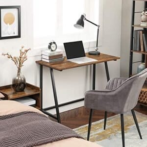 Vasagle Computer Desk, Writing Desk med stålramme, rustik top, arbejdsbord til kontor og hjemmeundersøgelse, let samling, 100 x 50 x 75 cm, industriel, rustik brun og sort LWD40X - Image 6