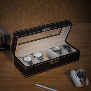Songmics Watch Box med 5 rum, glaslåg, urboks med blødt fløjlforing - Image 3