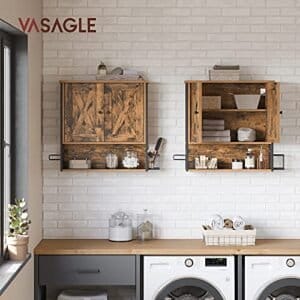 Vasagle badeværelse skab, badeværelsesskab, vægskab, opbevaringsskab, vintage brun/sort - Image 2
