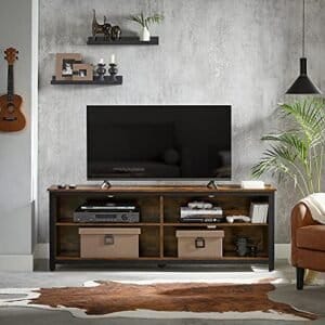 Vasagle TV Stand, 4 cubby tv-kabinet til op til 65-tommer tv, tv-bordsenhed med justerbare hylder og kabelforvaltning, industriel, rustik brun og sort LTV304B01 - Image 7