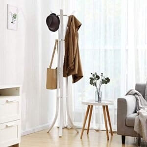 Songmics Heavy Duty Coat Hat Stand Rack Garment Coat Tree 9 Hook Metal, 176 cm hvid RCR01W - Image 5