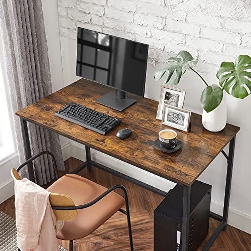 Vasagle Writing Desk, Computer Desk, Small Office Table, 120 x 60 x 75 cm, Study, Home Office, Simple Assembly, Steel, Industrial Design, Rustic Brown og Black LWD039B01 4 Vasagle Writing Desk, Computer Desk, Small Office Table, 120 x 60 x 75 cm, Study, Home Office, Simple Assembly, Steel, Industrial Design, Rustic Brown og Black LWD039B01 - Billede 4