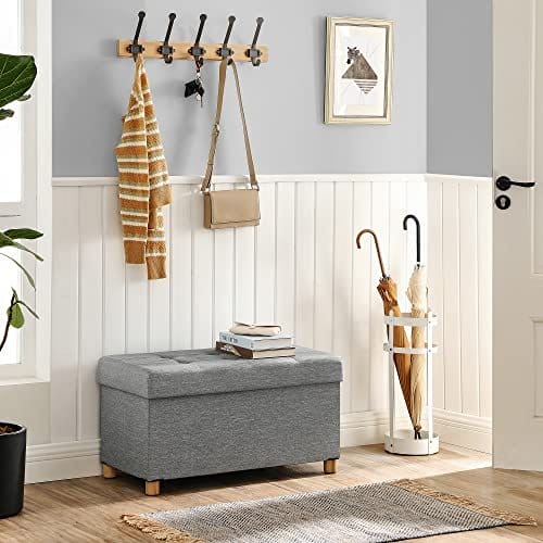 Songmics foldningsbænk afføring med opbevaringsplads og låg, base lavet af massivt træ, rumbesparende 65 l kapacitet, op til 300 kg, 76 x 38 x 40 cm 7 Songmics foldningsbænk afføring med opbevaringsplads og låg, base lavet af massivt træ, rumbesparende 65 l kapacitet, op til 300 kg, 76 x 38 x 40 cm - Billede 7