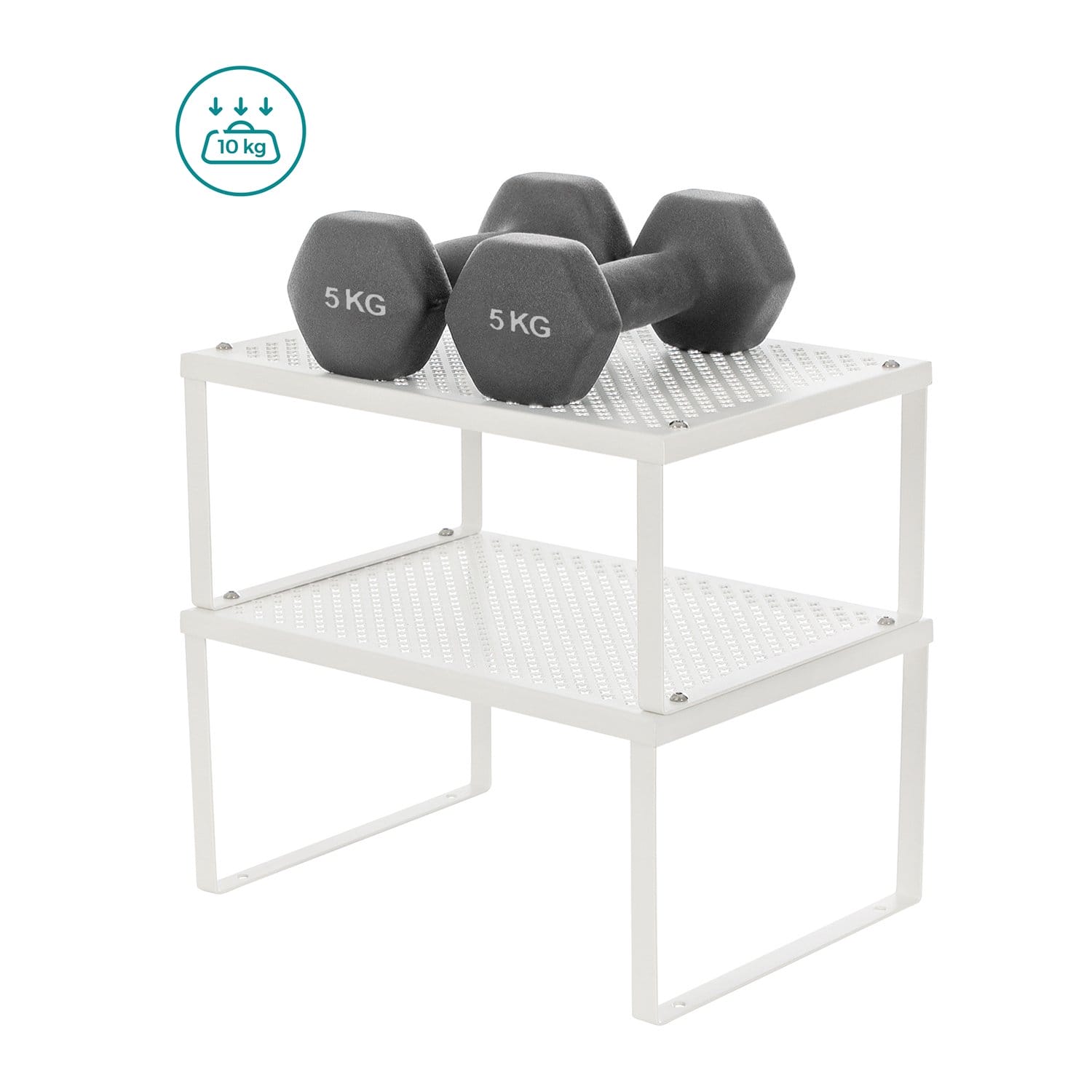 Songmics Cabinet Shelf Organizer and Kitchen Shelf, 4 Stackable, hvide og sølv 5 Songmics Cabinet Shelf Organizer and Kitchen Shelf, 4 Stackable, hvide og sølv - Billede 5