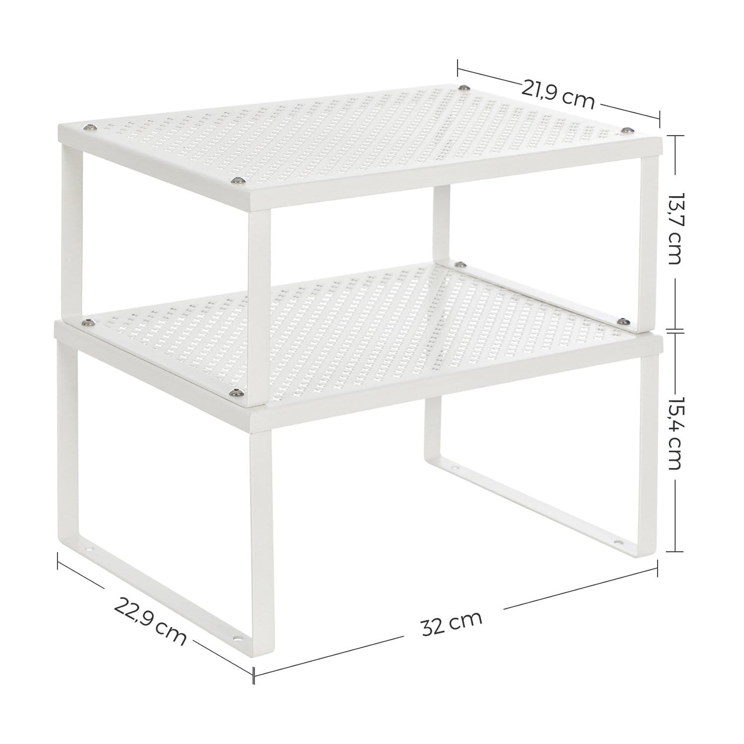 Songmics Cabinet Shelf Organizer and Kitchen Shelf, 4 Stackable, hvide og sølv 6 Songmics Cabinet Shelf Organizer and Kitchen Shelf, 4 Stackable, hvide og sølv - Billede 6