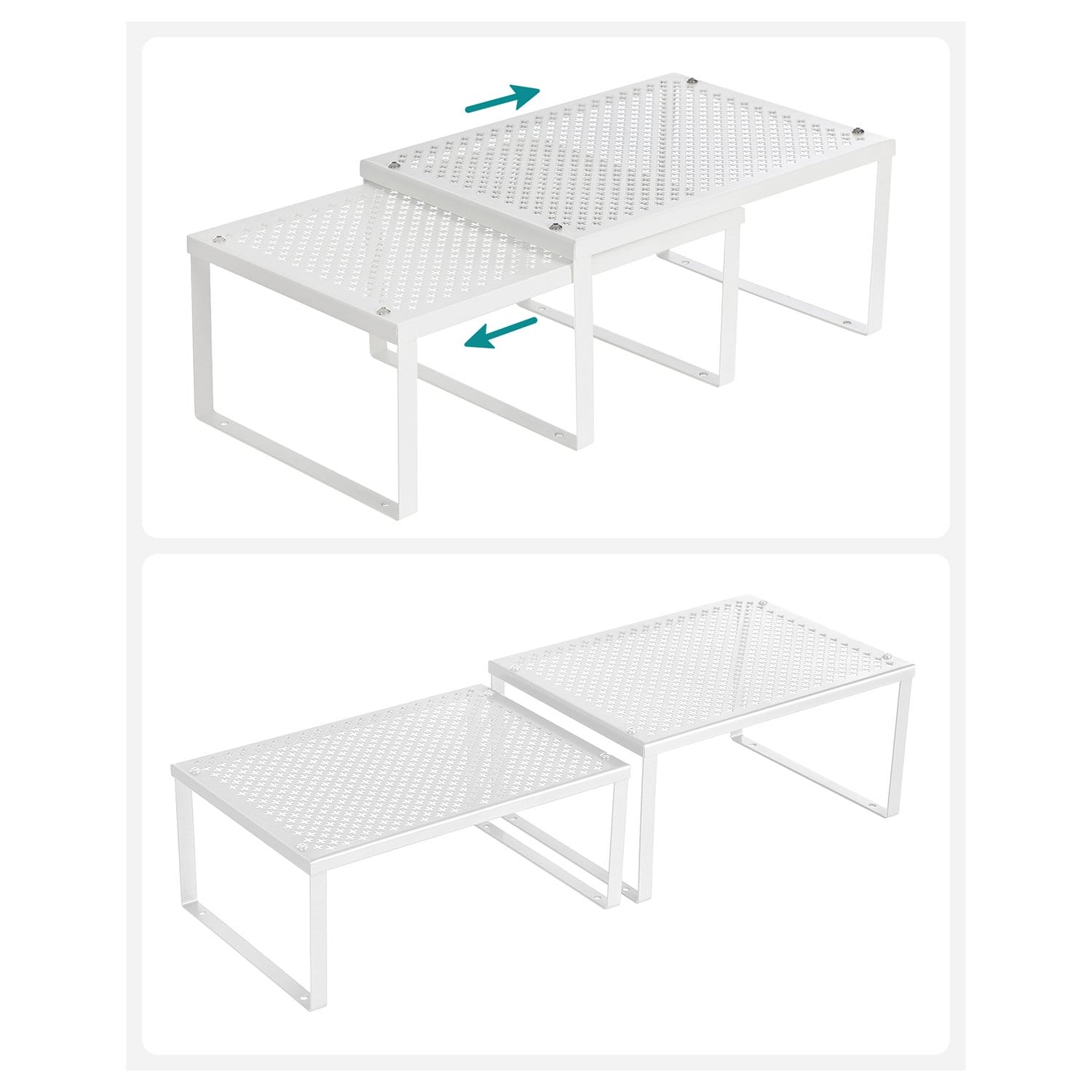 Songmics Cabinet Shelf Organizer and Kitchen Shelf, 4 Stackable, hvide og sølv 7 Songmics Cabinet Shelf Organizer and Kitchen Shelf, 4 Stackable, hvide og sølv - Billede 7