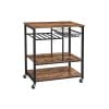 Vasagle Baker's rack med hjul, køkkenø, madvogn med metal meshkurv, flaskeholder og opbevaringshylder, 80 x 40 x 86,5 cm, industriel stil, rustik brun KKS80X