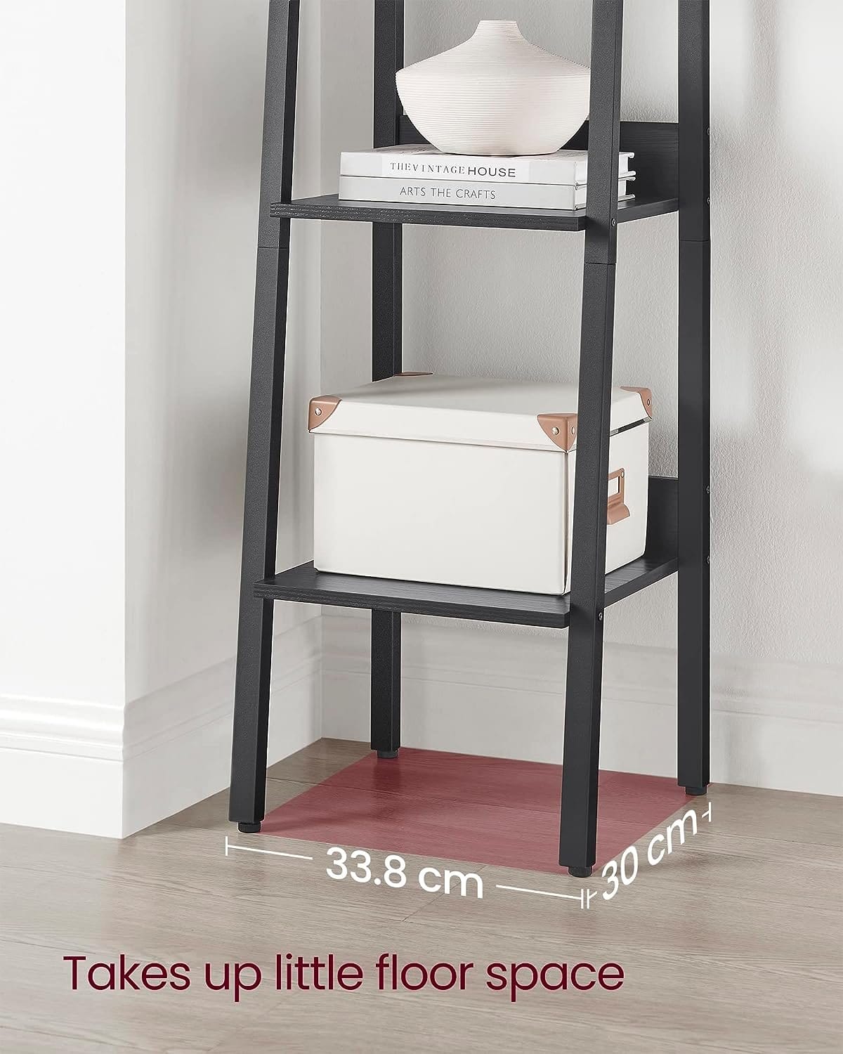 Vasagle Ladder hylde, 5-lags smal hylde, boghylde til hjemmekontor, stue, soveværelse, køkken, industriel, rustik brun og sort LLS109B01 4 Vasagle Ladder hylde, 5-lags smal hylde, boghylde til hjemmekontor, stue, soveværelse, køkken, industriel, rustik brun og sort LLS109B01 - Billede 4