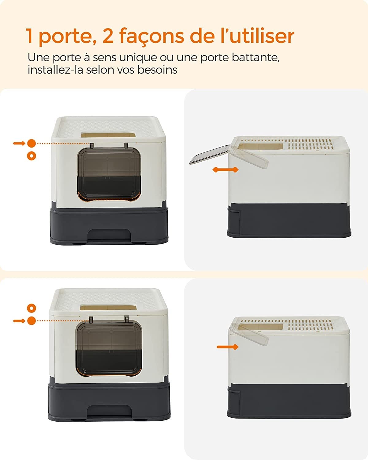 Feandrea lukket kuldkasse til katte, toilethus, aftagelig bakke, skovl, børste, til store katte, belastningskapacitet 15 kg, anti-mærke, anti-leakage, beige og sort PPT001W01 2 Feandrea lukket kuldkasse til katte, toilethus, aftagelig bakke, skovl, børste, til store katte, belastningskapacitet 15 kg, anti-mærke, anti-leakage, beige og sort PPT001W01 - Billede 2