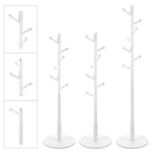 VASAGLE Coat Tree med 7 afrundede kroge, Wood Hall Tree, Entryway tøjstativ, hvid - Image 3