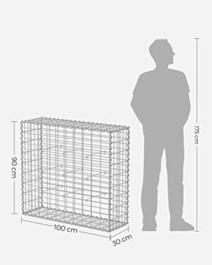 SONGMICS Gabionkurv, metalgabionbur med 5 x 10 cm mesh til sten, sølv - Image 5