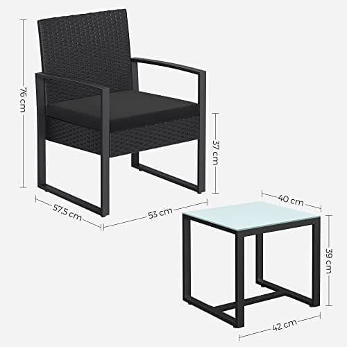 SONGMICS GGF010B05 Balcony Garden Furniture Set PE Polyrattan Lounge Set Table and 2 Chairs Patio Furniture Easy Assembly Outdoor for Patio Balcony Garden Black 5 SONGMICS GGF010B05 Balcony Garden Furniture Set PE Polyrattan Lounge Set Table and 2 Chairs Patio Furniture Easy Assembly Outdoor for Patio Balcony Garden Black - Billede 5
