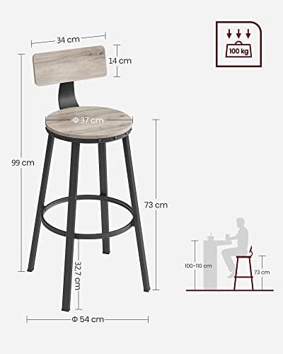 VASAGLE 2 køkkenskamler, køkkenstole med metalstel, sædehøjde 73,2 cm, Greige sort 4 VASAGLE 2 køkkenskamler, køkkenstole med metalstel, sædehøjde 73,2 cm, Greige sort - Billede 4