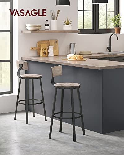 VASAGLE 2 køkkenskamler, køkkenstole med metalstel, sædehøjde 73,2 cm, Greige sort 2 VASAGLE 2 køkkenskamler, køkkenstole med metalstel, sædehøjde 73,2 cm, Greige sort - Billede 2
