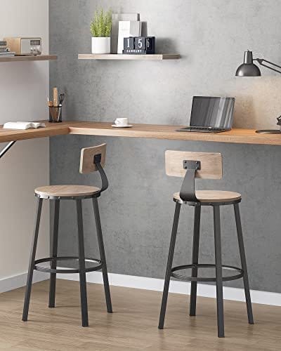 VASAGLE 2 køkkenskamler, køkkenstole med metalstel, sædehøjde 73,2 cm, Greige sort 3 VASAGLE 2 køkkenskamler, køkkenstole med metalstel, sædehøjde 73,2 cm, Greige sort - Billede 3