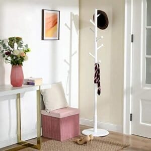 VASAGLE Coat Tree med 7 afrundede kroge, Wood Hall Tree, Entryway tøjstativ, hvid - Image 6