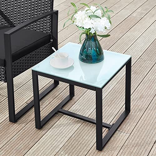 SONGMICS GGF010B05 Balcony Garden Furniture Set PE Polyrattan Lounge Set Table and 2 Chairs Patio Furniture Easy Assembly Outdoor for Patio Balcony Garden Black 7 SONGMICS GGF010B05 Balcony Garden Furniture Set PE Polyrattan Lounge Set Table and 2 Chairs Patio Furniture Easy Assembly Outdoor for Patio Balcony Garden Black - Billede 7