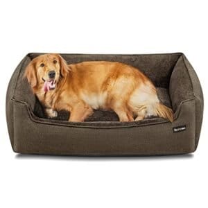 Hundeseng, Kæledyrsseng, Hundesofa med Aftageligt Vaskbart Betræk, til Store Hunde, 110 X 75 X 27 Cm, Brun