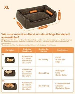 Hundeseng, Kæledyrsseng, Hundesofa med Aftageligt Vaskbart Betræk, til Store Hunde, 110 X 75 X 27 Cm, Brun - Image 7