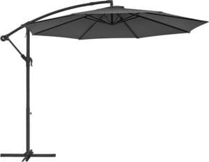 Parasol, Cantilever Parasol Diameter 300 Cm, med Håndsving til Åbning og Lukning, Solafskærmning, Haveparasol, UV-beskyttelse Op til 50+, til Have, Terrasse