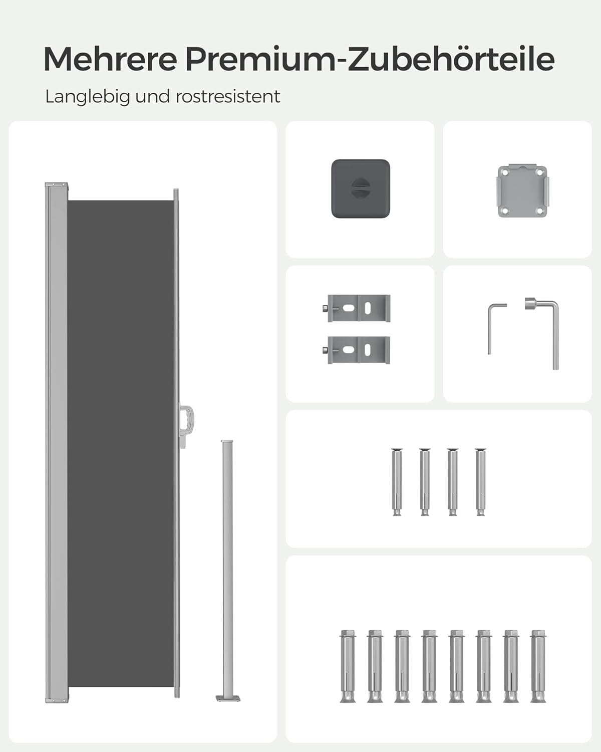 Sidemarkise Optrækkeligt 200 X 400 Cm, Privatlivsbeskyttelse, Solafskærmning, Uigennemsigtig, Siderullegardin til Altan, Terrasse, Have, Antracit 7 Sidemarkise Optrækkeligt 200 X 400 Cm, Privatlivsbeskyttelse, Solafskærmning, Uigennemsigtig, Siderullegardin til Altan, Terrasse, Have, Antracit - Billede 7