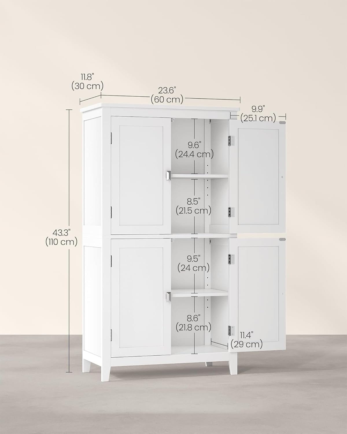 Badeværelsesskab, Badeværelsesopbevaring, Køkkenskab, Fritstående Skab, 30 X 60 X 110 Cm, Hvid 3 Badeværelsesskab, Badeværelsesopbevaring, Køkkenskab, Fritstående Skab, 30 X 60 X 110 Cm, Hvid - Billede 3