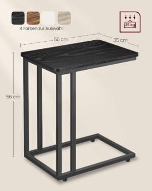 Sidebord, Sofabord med Hjul, C-form, 35 X 50 X 60 Cm, Moderne, Ibenholt Sort - Image 4