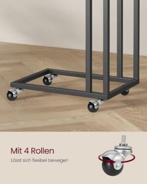 Sidebord, Sofabord med Hjul, C-form, 35 X 50 X 60 Cm, Moderne, Ibenholt Sort - Image 5