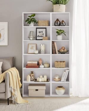 VASAGLE 6 Tier Bookcase Storage Shelf for Living Room Office Bedroom Study Scandinavian Style Scandinavian Style 24 x 60 x 178.5 cm White LBC169T14 - Image 7