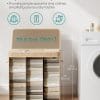Bambus Vasketøjskurv med Håndtag, 150 L, Natural Beige - Image 4