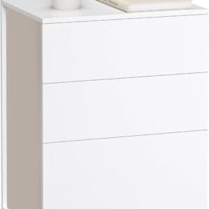Superhurtig montering uden værktøj, natbord, 3 opbevaringsskuffer, sidebord, cappuccino beige
