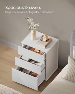 Superhurtig montering uden værktøj, natbord, 3 opbevaringsskuffer, sidebord, cappuccino beige - Image 5
