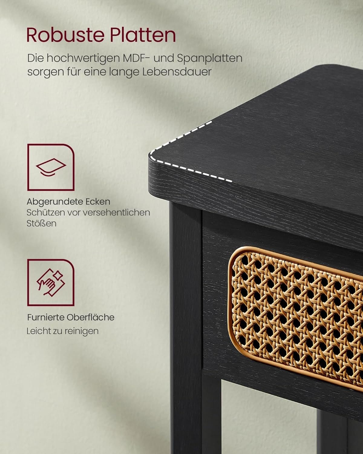 Konsolbord, Entrebord, Entremøbler, Åben Hylde, Afrundede Hjørner, Boho Style, Ash Black 6 Konsolbord, Entrebord, Entremøbler, Åben Hylde, Afrundede Hjørner, Boho Style, Ash Black - Billede 6