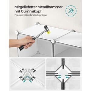 Skostativ, 8-kubeskobeslag med Døre, 32 Par Plast Skoopbevaringsskab, Stålramme, Hvid - Image 5