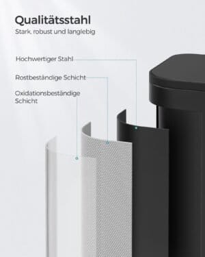Køkkenaffaldsspand, 20 Liters Affaldsspand med Låg, med Inderspand, Sort Blæk - Image 4