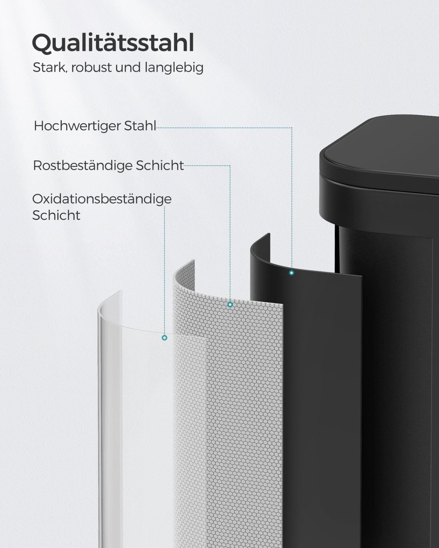 Køkkenaffaldsspand, 20 Liters Affaldsspand med Låg, med Inderspand, Sort Blæk 4 Køkkenaffaldsspand, 20 Liters Affaldsspand med Låg, med Inderspand, Sort Blæk - Billede 4