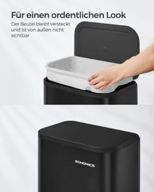 Køkkenaffaldsspand, 20 Liters Affaldsspand med Låg, med Inderspand, Sort Blæk - Image 7